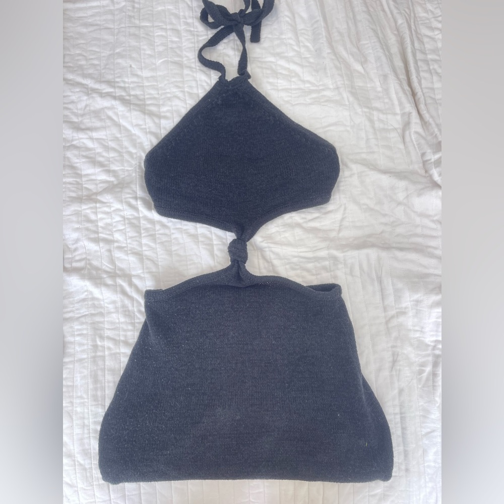 Black knit mini dress